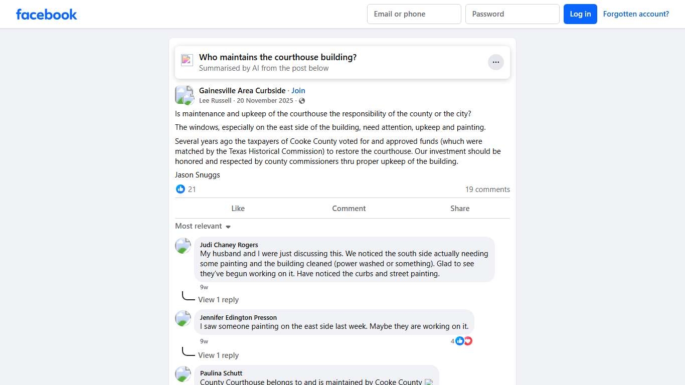 Gainesville Area Curbside Is maintenance and upkeep of the courthouse the responsibility of the county or the city Facebook