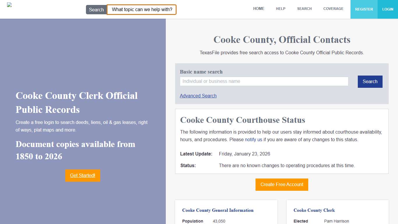 Cooke County Clerk Official Public Records TexasFile